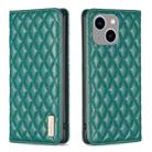 For iPhone 14 Plus Diamond Lattice Magnetic Leather Flip Phone Case(Green) - 1