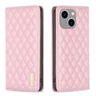 For iPhone 14 Plus Diamond Lattice Magnetic Leather Flip Phone Case(Pink) - 1