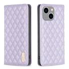 For iPhone 14 Plus Diamond Lattice Magnetic Leather Flip Phone Case(Purple) - 1