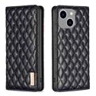 For iPhone 14 Plus Diamond Lattice Magnetic Leather Flip Phone Case(Black) - 1