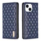 For iPhone 14 Diamond Lattice Magnetic Leather Flip Phone Case(Blue) - 1