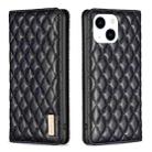 For iPhone 14 Diamond Lattice Magnetic Leather Flip Phone Case(Black) - 1