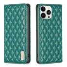 For iPhone 13 Pro Max Diamond Lattice Magnetic Leather Flip Phone Case(Green) - 1