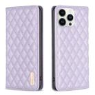 For iPhone 13 Pro Max Diamond Lattice Magnetic Leather Flip Phone Case(Purple) - 1