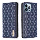 For iPhone 13 Pro Diamond Lattice Magnetic Leather Flip Phone Case(Blue) - 1