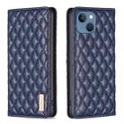 For iPhone 13 Diamond Lattice Magnetic Leather Flip Phone Case(Blue) - 1