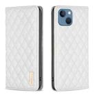 For iPhone 13 Diamond Lattice Magnetic Leather Flip Phone Case(White) - 1