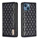 For iPhone 13 Diamond Lattice Magnetic Leather Flip Phone Case(Black) - 1