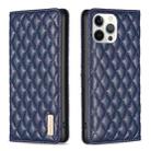 For iPhone 12 Pro Max Diamond Lattice Magnetic Leather Flip Phone Case(Blue) - 1