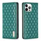 For iPhone 12 Pro Max Diamond Lattice Magnetic Leather Flip Phone Case(Green) - 1