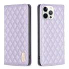 For iPhone 12 Pro Max Diamond Lattice Magnetic Leather Flip Phone Case(Purple) - 1