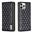 For iPhone 12 Pro Max Diamond Lattice Magnetic Leather Flip Phone Case(Black) - 1