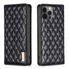 For iPhone 12 / 12 Pro Diamond Lattice Magnetic Leather Flip Phone Case(Black) - 1