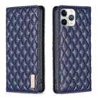 For iPhone 11 Pro Max Diamond Lattice Magnetic Leather Flip Phone Case(Blue) - 1