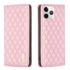 For iPhone 11 Pro Max Diamond Lattice Magnetic Leather Flip Phone Case(Pink) - 1