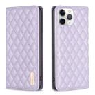 For iPhone 11 Pro Max Diamond Lattice Magnetic Leather Flip Phone Case(Purple) - 1