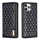 For iPhone 11 Pro Max Diamond Lattice Magnetic Leather Flip Phone Case(Black) - 1