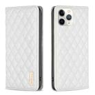 For iPhone 11 Pro Diamond Lattice Magnetic Leather Flip Phone Case(White) - 1