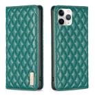 For iPhone 11 Pro Diamond Lattice Magnetic Leather Flip Phone Case(Green) - 1