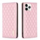 For iPhone 11 Pro Diamond Lattice Magnetic Leather Flip Phone Case(Pink) - 1