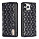For iPhone 11 Pro Diamond Lattice Magnetic Leather Flip Phone Case(Black) - 1