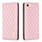 For iPhone SE 2022 / SE 2020 / 8 / 7 Diamond Lattice Magnetic Leather Flip Phone Case(Pink) - 1