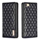 For iPhone SE 2022 / SE 2020 / 8 / 7 Diamond Lattice Magnetic Leather Flip Phone Case(Black) - 1