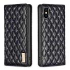 For iPhone XS Max Diamond Lattice Magnetic Leather Flip Phone Case(Black) - 1