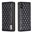 For iPhone XS / X Diamond Lattice Magnetic Leather Flip Phone Case(Black) - 1