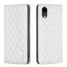 For iPhone XR Diamond Lattice Magnetic Leather Flip Phone Case(White) - 1