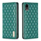 For iPhone XR Diamond Lattice Magnetic Leather Flip Phone Case(Green) - 1