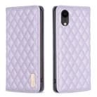 For iPhone XR Diamond Lattice Magnetic Leather Flip Phone Case(Purple) - 1