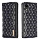 For iPhone XR Diamond Lattice Magnetic Leather Flip Phone Case(Black) - 1