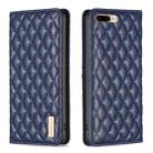 For iPhone 8 Plus / 7 Plus Diamond Lattice Magnetic Leather Flip Phone Case(Blue) - 1