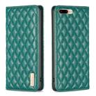For iPhone 8 Plus / 7 Plus Diamond Lattice Magnetic Leather Flip Phone Case(Green) - 1