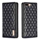 For iPhone 8 Plus / 7 Plus Diamond Lattice Magnetic Leather Flip Phone Case(Black) - 1