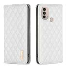 For Motorola Moto E30 / E40 Diamond Lattice Magnetic Leather Flip Phone Case(White) - 1