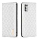 For Motorola Moto E32 4G Diamond Lattice Magnetic Leather Flip Phone Case(White) - 1