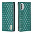 For Motorola Moto E32 4G Diamond Lattice Magnetic Leather Flip Phone Case(Green) - 1