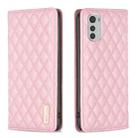 For Motorola Moto E32 4G Diamond Lattice Magnetic Leather Flip Phone Case(Pink) - 1