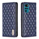 For Motorola Moto G22 Diamond Lattice Magnetic Leather Flip Phone Case(Blue) - 1