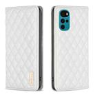 For Motorola Moto G22 Diamond Lattice Magnetic Leather Flip Phone Case(White) - 1