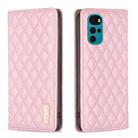 For Motorola Moto G22 Diamond Lattice Magnetic Leather Flip Phone Case(Pink) - 1