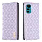 For Motorola Moto G22 Diamond Lattice Magnetic Leather Flip Phone Case(Purple) - 1