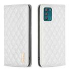 For Motorola Moto G42 Diamond Lattice Magnetic Leather Flip Phone Case(White) - 1