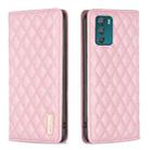 For Motorola Moto G42 Diamond Lattice Magnetic Leather Flip Phone Case(Pink) - 1