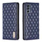 For Motorola Moto G62 Diamond Lattice Magnetic Leather Flip Phone Case(Blue) - 1