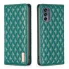 For Motorola Moto G62 Diamond Lattice Magnetic Leather Flip Phone Case(Green) - 1