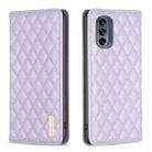 For Motorola Moto G62 Diamond Lattice Magnetic Leather Flip Phone Case(Purple) - 1