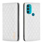 For Motorola Moto G71 Diamond Lattice Magnetic Leather Flip Phone Case(White) - 1